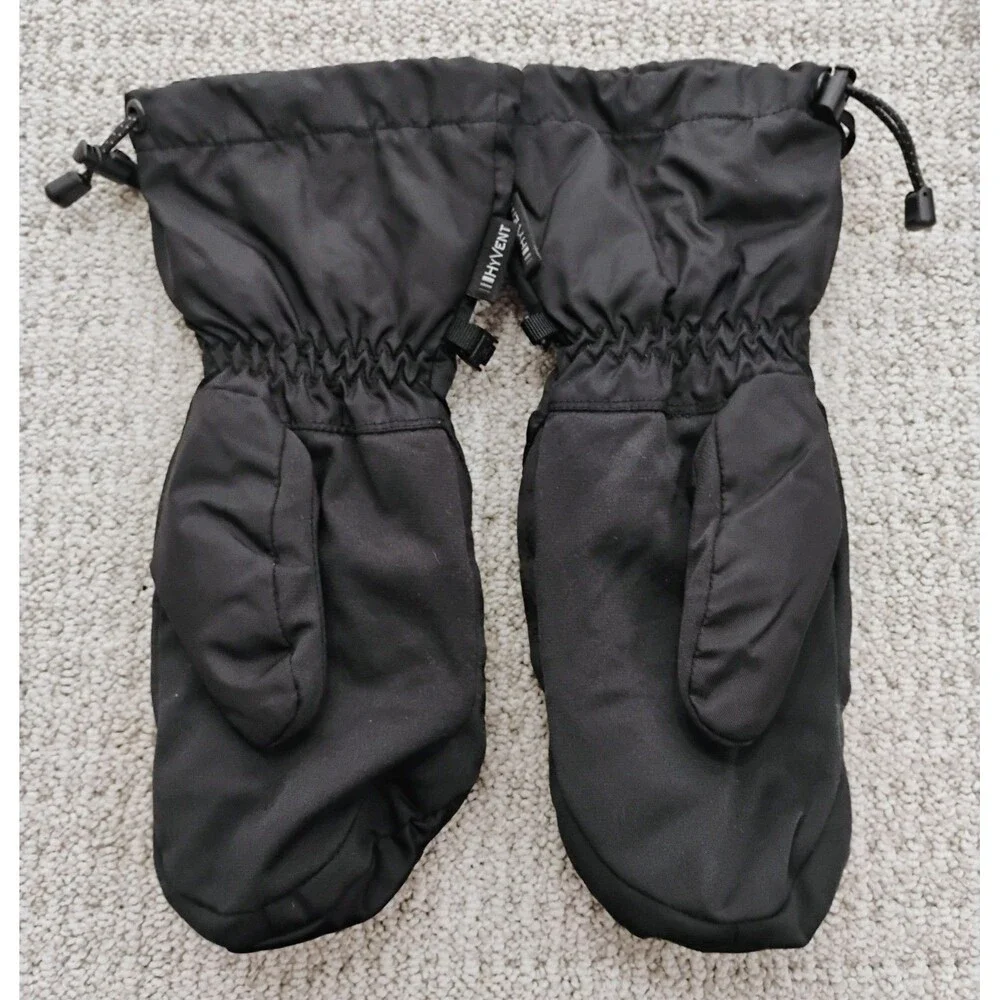 North Face Hyvent Skiing Mittens Medium Black Adjustable Strap Waterproof